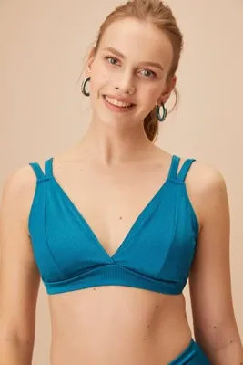 SUWEN Üçgen Dokulu Bralet Bikini Üst