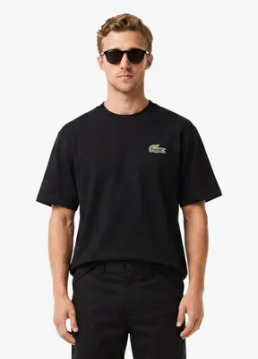 Lacoste Siyah Organik Pamuk Bisiklet Yaka Loose Fit Kısa Kollu Unisex T-Shirt