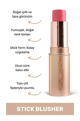 Muson Stick Blusher - Pink Echo Pembe Allık Ruj Göz Farı