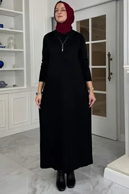 Rabia Şamlı Laçin Triko Elbise Siyah