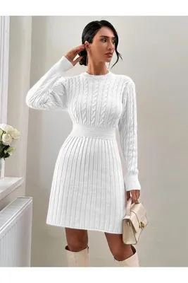ATEMODAA BELİ LASTİKLİ ETEĞİ FİTİLLİ  ELBİSE