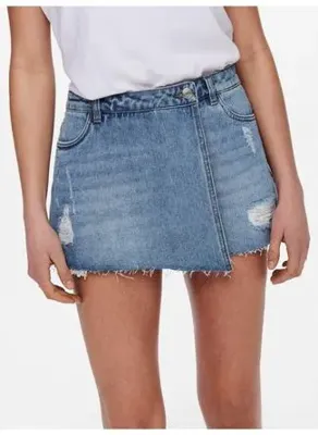 ONLY Kadın Onltexas Life Reg Denim Kadın Kot Şort Etek Açık Mavi - 15227220