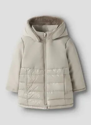 Name it 13246828 NMFMAROL JACKET LONG1 Bej Kız Çocuk Kapüşonlu Regular Fit Mont