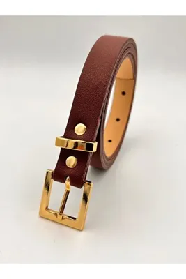 MODAM HİFA Bordo 2 Cm Körülü Gold Tokalı Kadın Kemer Pantolon Kemeri Elbise Kemeri Gömlek Kemeri Ceket Kemer