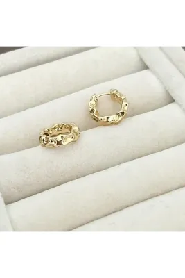 ATELİER GİZEM Xuping kararmaz 14k gold çelik minimal halka küpe