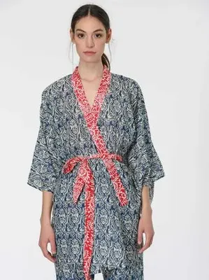 Roman Kuşaklı Renkli Kimono Standart Renk Y1967111_089