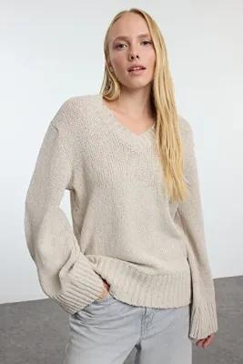 TRENDYOLMİLLA Taş More Sustainable Geniş Kalıp Basic Triko Kazak TWOAW25KZ00304