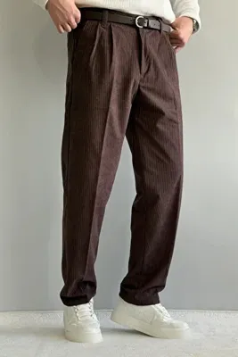 TRENDYOL MAN Kahverengi Erkek Baggy Fit Kadife Pantolon TMNAW26PL00022
