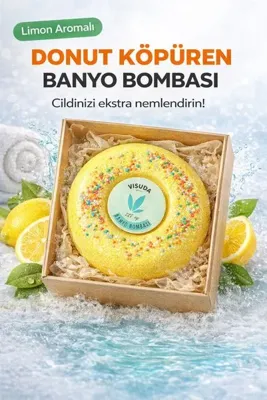 visuda kozmetik Limon Aromalı 120 Gr / Donut Köpüren Banyo Topu , Nem Bombası
