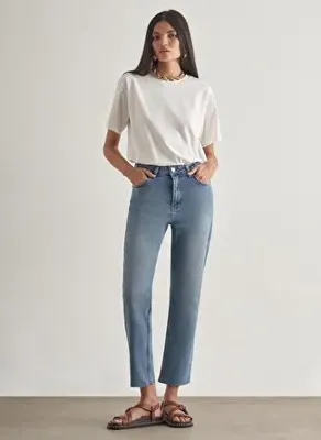 Mizalle Mavi Kadın Denim Pantolon M1MZ1010130174