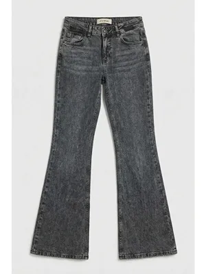 It's Basic Kadın Jean Füme 4s6-14 SLN05 Mide Rise Flare Fit Süper Esnek Kumaş İç Boy 83cm Denim Jean
