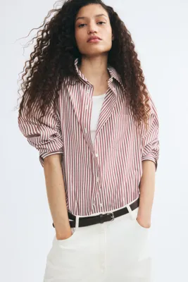 H&M Armürlü Dokuma Oversize Gömlek