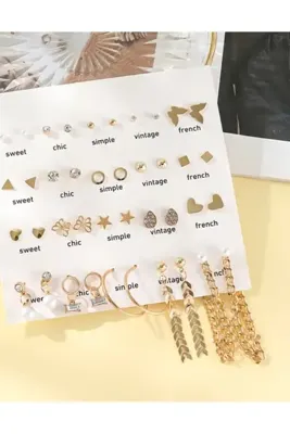 Mck 20 ÇİFT ÇİVİ KARIŞIK DESEN KÜPE SETİ