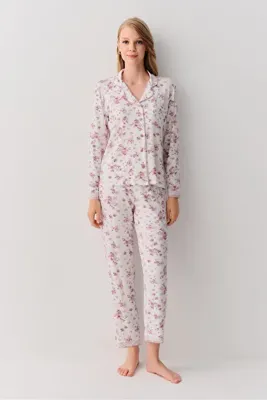 SUWEN Solen Gömlek Yaka Pijama Takımı