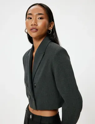 Koton Kruvaze Oversize Crop Blazer Ceket