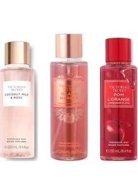Victoria's Secret 3'lü Vücut Spreyi Seti - Pom L’orange + Coconut Milk & Rose Calm + Island Market (3 x 250 Ml)
