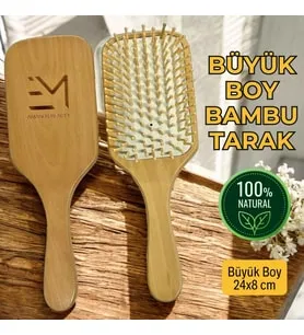 Bambu Uçlu Kayın Tarak Doğal Malzeme Hızlı Saç Uzatma Etkili Kırılmaları Azaltır Nazik Masaj Etkisi