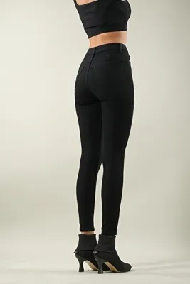 Ramrod Nabayuna Siyah Yüksek Bel Toparlayıcı Skinny Dar Paça Solmaz Jeans Pantolon