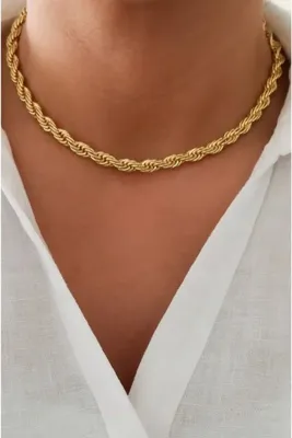 DENİZDENAL Kalın Burgu Zincir Gold Kaplama