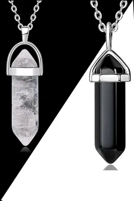 Zodyak Doğal Taş Kristal Kuvars-obsidyen Doğal Taş Çivi Çift Sevgili Kolyeleri
