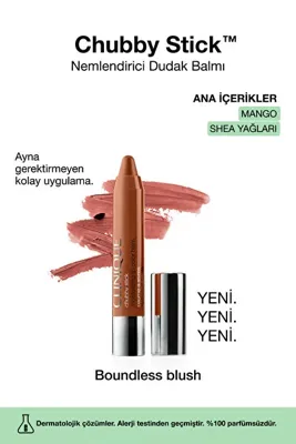 Clinique Chubby Stick™ Nemlendirici Dudak Balmı - Renk: Boundless Blush 3g | Mango, Shea Yağı