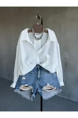 By Pakize Premium Düşük Omuzlu Oversize Gömlek