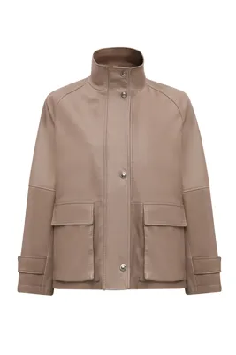 Derimod Fancy Kadın Bej Devrik Yaka Oversize Deri Mont