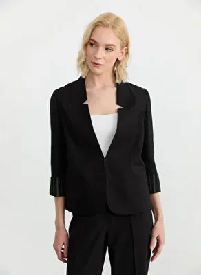 Selen Siyah Kadın Rayon Karışımlı Ceket 26YSL1605