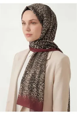Silk Home Leopar Desen Pamuklu Koyu Kırmızı 90X200 Soft Şal