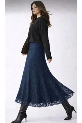 greymoda Dantel yüksek bel lastikli rahat etek