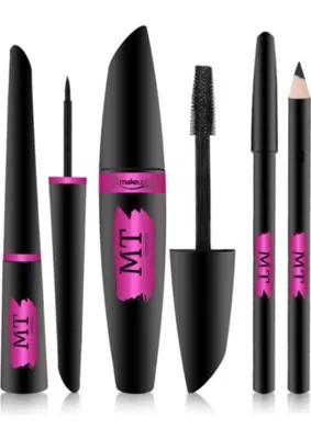 Makeuptime Waterproof Maskara Ultra Eyeliner ve Göz Kalemi Seti Uzun Süreli Etki 3 Parça