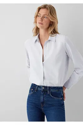 Mavi Çizgili Viskoz Gömlek Regular Fit / Normal Kesim 1211621-86599