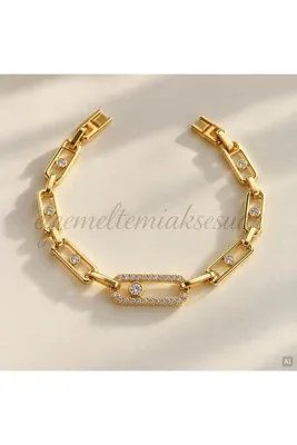 Genel Markalar CM Jewelry Kadın Gold Move Model Zirkon Taşlı Zincir Bileklik