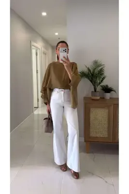 BİRCANÇİL Wiol Beyaz Wıde Leg Jean