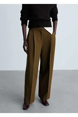 MANGO Woman Pensli Düz Kesim Pantolon
