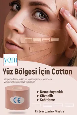 Nera Classy Yüz Gerdirme Bant - Yüz Yogası Yüz Bölgesi Için Therapy Cotton - Kırışıklık Oluşumunu Engelleme Bant