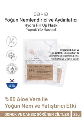 Savia Yoğun Nemlendirici ve Aydınlatıcı Yaprak Maske | Aloe Vera Barbadensis Extract | Hyaluronic