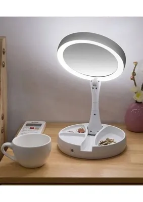 plentiful 10X Büyütme Çift Taraflı Makyaj Ayna Katlanabilir 21 LED Işıklı Makyaj Aynası USB Kablo