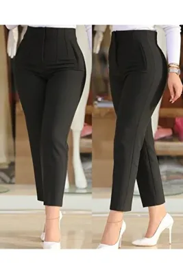 Kokosh moda Kadın üste Oturan Bilek üzerinde Biten Paça Krep Pantolon 36 (S) - 48 (4XL)