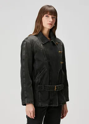 Isabel Marant Caitlyn Siyah Kruvaze Denim Ceket