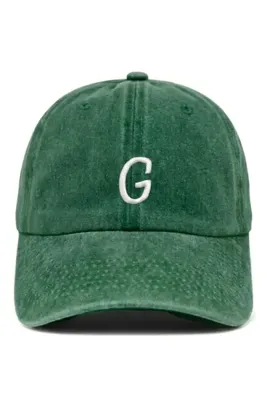 sapkamania G Harfli Koyu Yeşil Nakışlı Yıkamalı Vintage Unisex Şapka