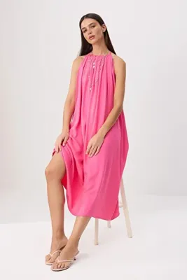 TRENDYOLMİLLA More Sustainable Pembe Düz Düz Kesim Maxi Dokuma Elbise TWOSS25EL00257