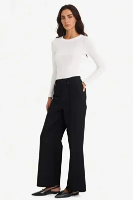 Defacto Wide Leg Geniş Paça Gabardın Yüksek Bel Pantolon F1649AX25SP