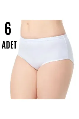 Tutku Kadın 6'lı Paket Pamuklu Ribana Beyaz Bato Külot 922
