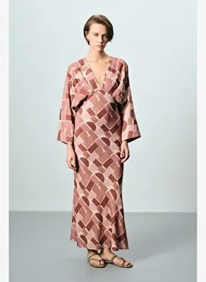 boneqa barcelona Geometrik Desenli Pastel Elbise
