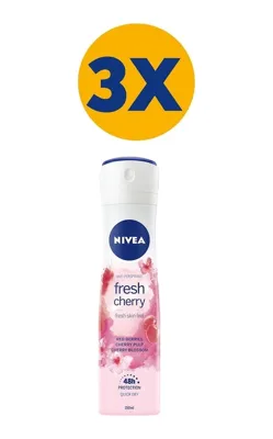 NIVEA Fresh Cherry Kadın Sprey Deodorant 150 Ml x 3 Adet
