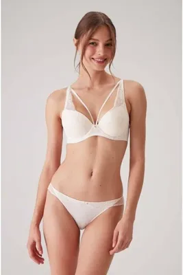 Pierre Cardin Kadın Inci 4720 Rome Soft Push Up Dolgulu Dantelli Sütyen Takım (C CUP SEÇENEĞİYLE)