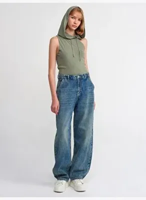 Dilvin 71391 %100 Pamuk Tint Yıkama Denim Baggy Pantolon