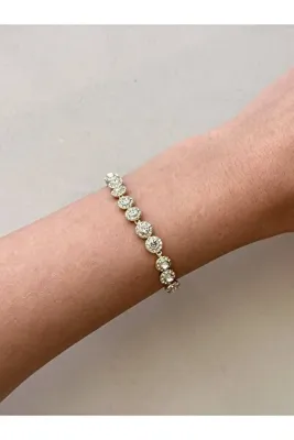 Aksiva 14K Çelik Üzeri Altın Kaplama Sonsuz Işıltı Bileklik