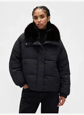 Gap Faux Fur-Trim Puffer Şişme Mont